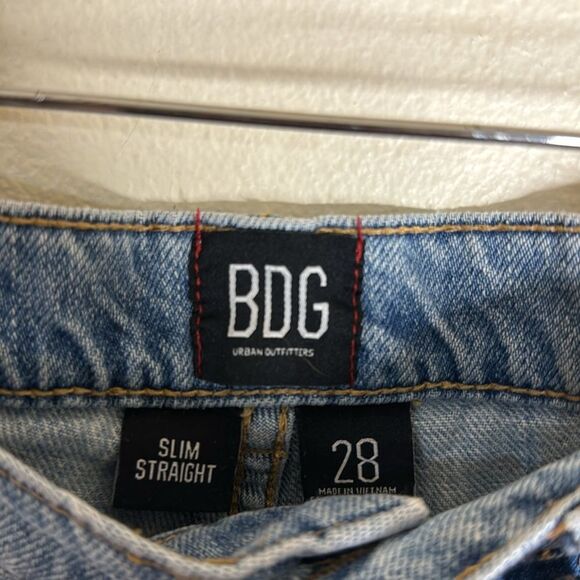 BDG urban outfitters distressed slim straight fly button denim jeans size 28 - Picture 5 of 11